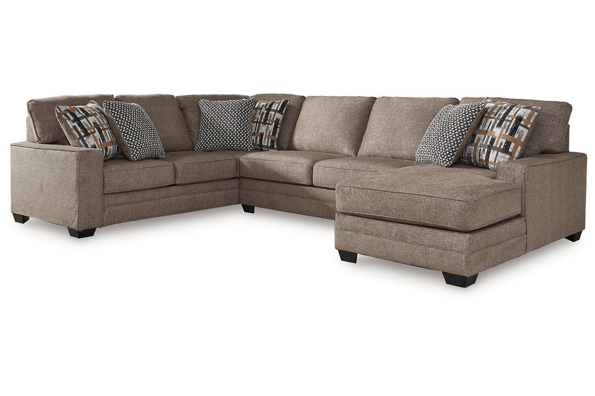Cannonbrook Nutmeg 3-Piece Right Arm Facing (RAF) Chaise Sectional by Ashley at Eve Furniture