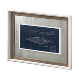 Canoe Blueprint by Dayna a Hand Embellished Textured Framed Art Print Matted under Glass by Mercana at Eve Furniture