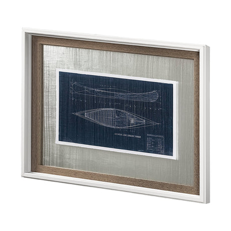 Canoe Blueprint by Dayna a Hand Embellished Textured Framed Art Print Matted under Glass by Mercana at Eve Furniture