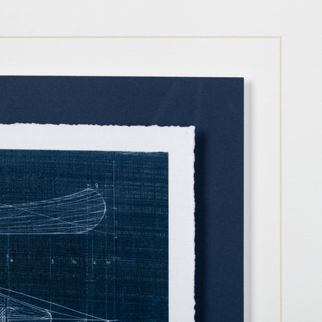 Canoe Blueprint by Dayna a Hand Embellished Textured Framed Art Print Matted under Glass by Mercana at Eve Furniture