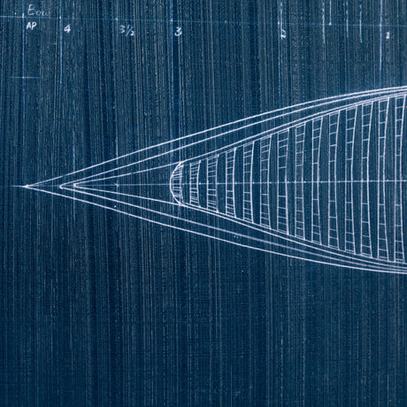 Canoe Blueprint by Dayna a Hand Embellished Textured Framed Art Print Matted under Glass by Mercana at Eve Furniture