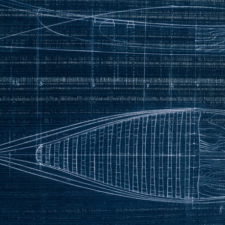 Canoe Blueprint by Dayna a Hand Embellished Textured Framed Art Print Matted under Glass by Mercana at Eve Furniture