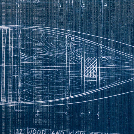 Canoe Blueprint by Dayna a Hand Embellished Textured Framed Art Print Matted under Glass by Mercana at Eve Furniture