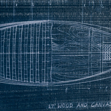 Canoe Blueprint by Dayna a Hand Embellished Textured Framed Art Print Matted under Glass by Mercana at Eve Furniture