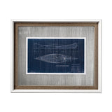 Canoe Blueprint by Dayna a Hand Embellished Textured Framed Art Print Matted under Glass by Mercana at Eve Furniture