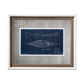 Canoe Blueprint by Dayna a Hand Embellished Textured Framed Art Print Matted under Glass by Mercana at Eve Furniture