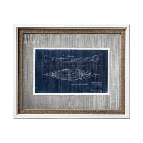 Canoe Blueprint by Dayna a Hand Embellished Textured Framed Art Print Matted under Glass by Mercana at Eve Furniture