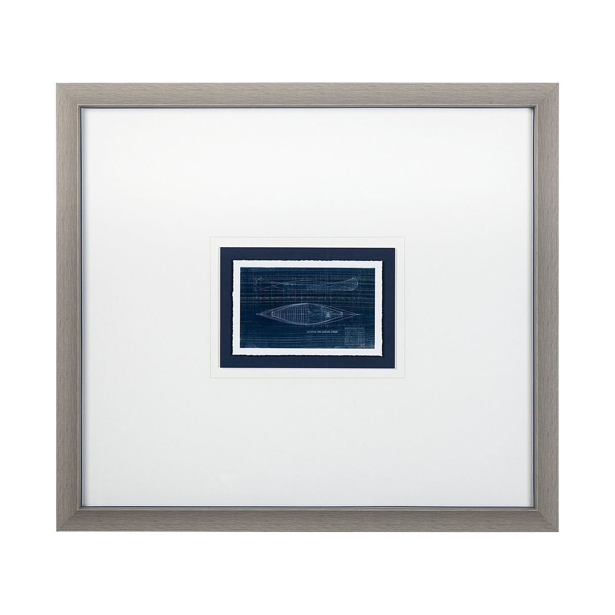 Canoe Blueprint by Dayna a Hand Embellished Textured Framed Art Print Matted under Glass by Mercana at Eve Furniture