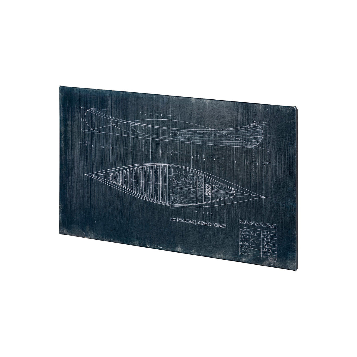 Canoe Blueprint by Fiona H a Hand Embellished Textured Canvas by Mercana at Eve Furniture