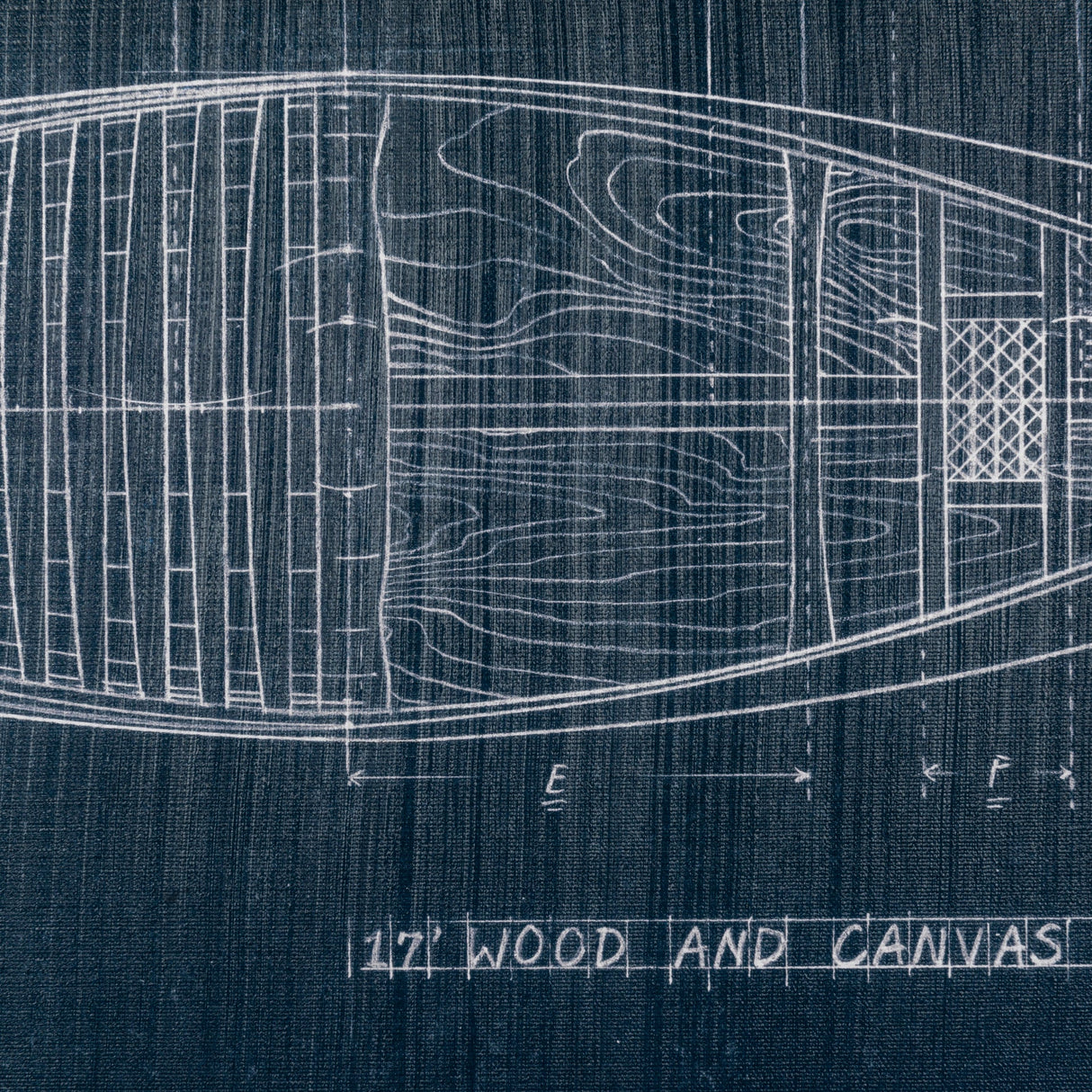 Canoe Blueprint by Fiona H a Hand Embellished Textured Canvas by Mercana at Eve Furniture