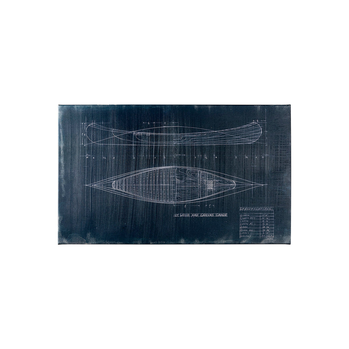 Canoe Blueprint by Fiona H a Hand Embellished Textured Canvas by Mercana at Eve Furniture