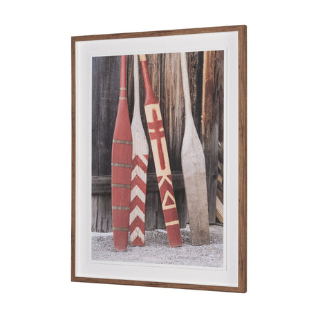 Canoe Paddles by Deborah Revell Hand Embelished Framed Art Print Matted under Glass by Mercana at Eve Furniture