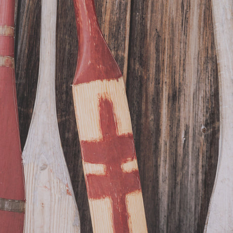 Canoe Paddles by Deborah Revell Hand Embelished Framed Art Print Matted under Glass by Mercana at Eve Furniture