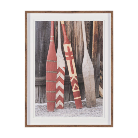 Canoe Paddles by Deborah Revell Hand Embelished Framed Art Print Matted under Glass by Mercana at Eve Furniture
