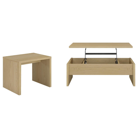 Canoga Light Oak 2-Piece Lift Top Cocktail Coffee Table Set by Coaster at Eve Furniture