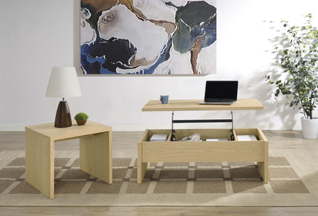 Canoga Light Oak 2-Piece Lift Top Cocktail Coffee Table Set by Coaster at Eve Furniture