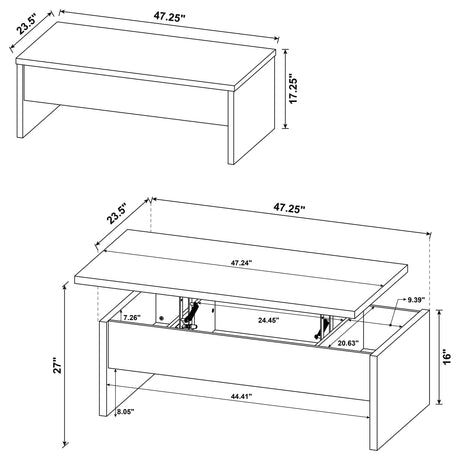 Canoga Light Oak 3-Piece Lift Top Cocktail Coffee Table Set by Coaster at Eve Furniture