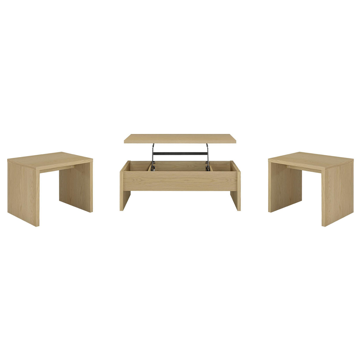 Canoga Light Oak 3-Piece Lift Top Cocktail Coffee Table Set by Coaster at Eve Furniture