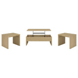 Canoga Light Oak 3-Piece Lift Top Cocktail Coffee Table Set by Coaster at Eve Furniture
