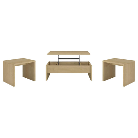 Canoga Light Oak 3-Piece Lift Top Cocktail Coffee Table Set by Coaster at Eve Furniture