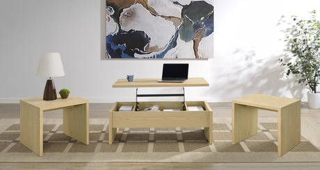 Canoga Light Oak 3-Piece Lift Top Cocktail Coffee Table Set by Coaster at Eve Furniture