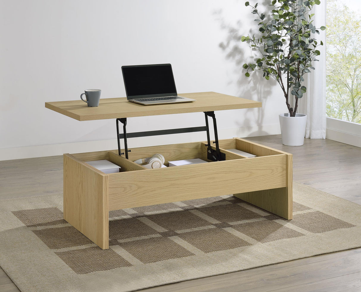 Canoga Light Oak Engineered Wood Lift Top Coffee Table by Coaster at Eve Furniture