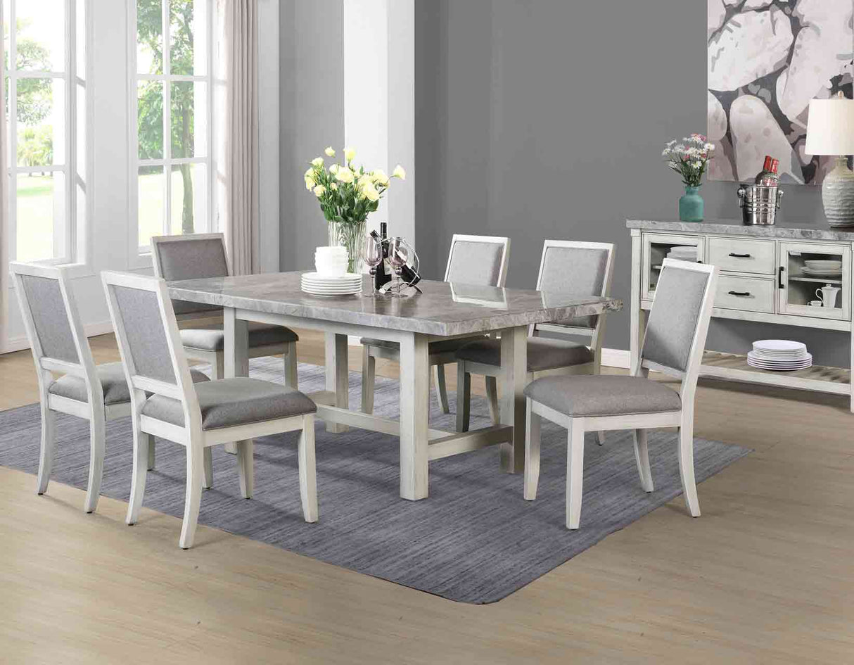 Canova 5-Piece 78-inch Gray Marble Dining Set(Table & 4 Side Chairs)