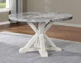 Canova White/Gray Round Marble Top Dining Room Set by Steve Silver at Eve Furniture