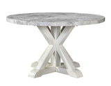 Canova White/Gray Round Marble Top Dining Room Set by Steve Silver at Eve Furniture