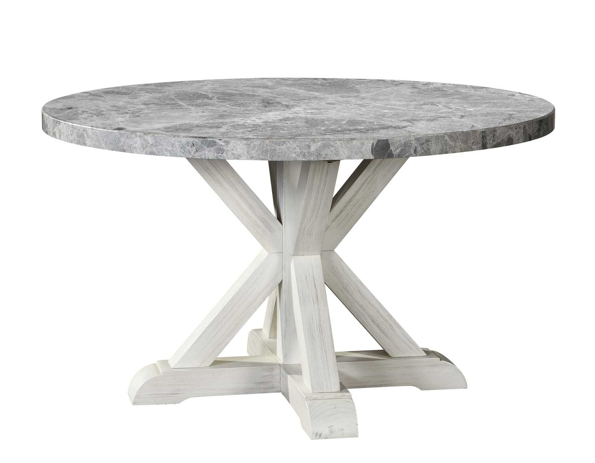 Canova White/Gray Round Marble Top Dining Room Set by Steve Silver at Eve Furniture