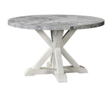 Canova White/Gray Round Marble Top Dining Room Set by Steve Silver at Eve Furniture