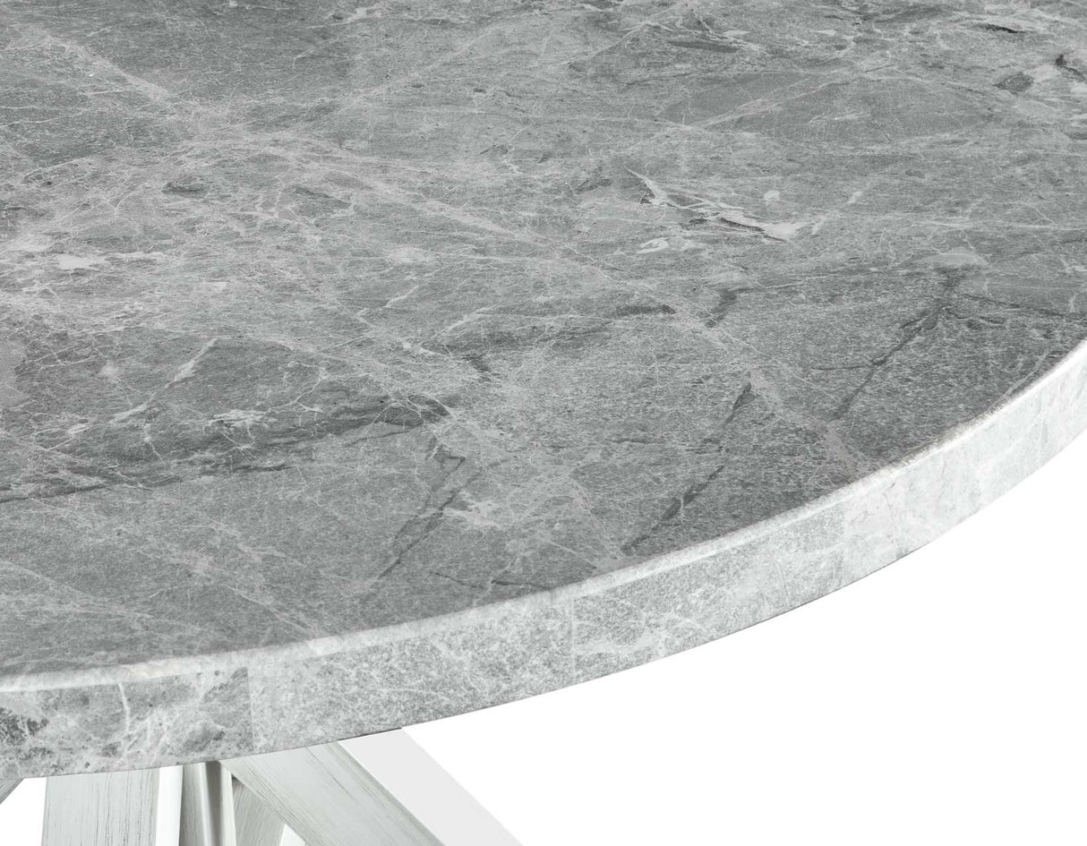 Canova White/Gray Round Marble Top Dining Room Set by Steve Silver at Eve Furniture