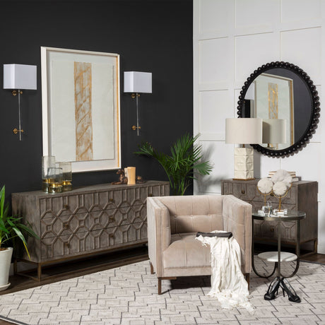 Cantabria White Shade Brass/Acrylic Wall Sconce by Mercana at Eve Furniture