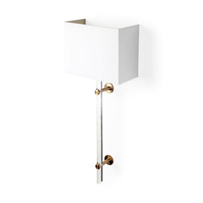 Cantabria White Shade Brass/Acrylic Wall Sconce by Mercana at Eve Furniture