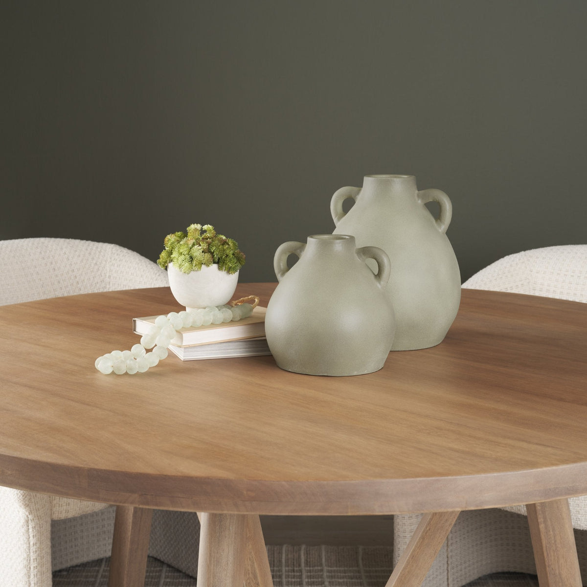 Cantara Small Sage Green Ceramic Milk Jug w/ Handles by Mercana at Eve Furniture