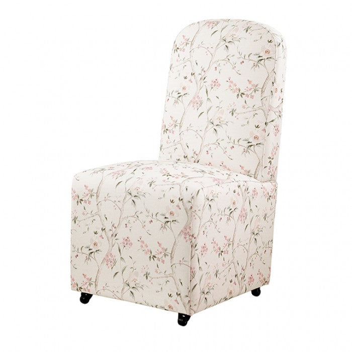 Canterbury Chinoiserie White/Pink Dining Chair by Furniture of America at Eve Furniture