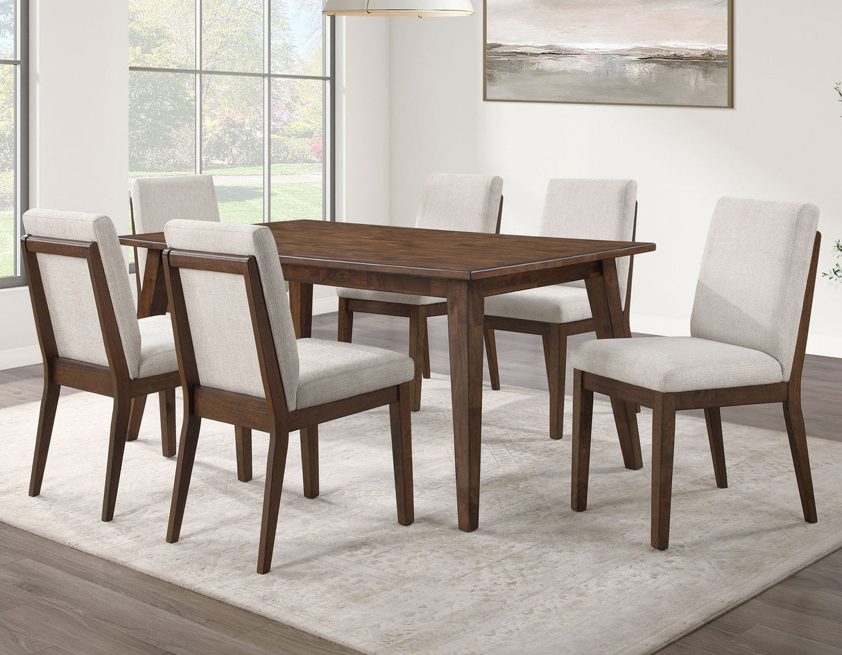 Canton 5-Piece 72″ Upholstered Side Chair Dining Set(Table & 4 Side Chairs)