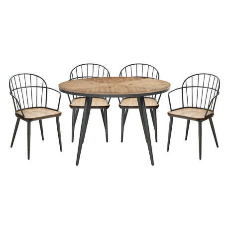 Canton Brown 5-Piece Round Dining Room Set by Homelegance at Eve Furniture