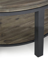 Canyon Solid Wood and Metal Round Coffee Table in Washed Grey by Modus Furniture at Eve Furniture