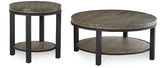 Canyon Solid Wood and Metal Round Coffee Table in Washed Grey by Modus Furniture at Eve Furniture