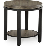 Canyon Solid Wood and Metal Round End Table in Washed Grey by Modus Furniture at Eve Furniture