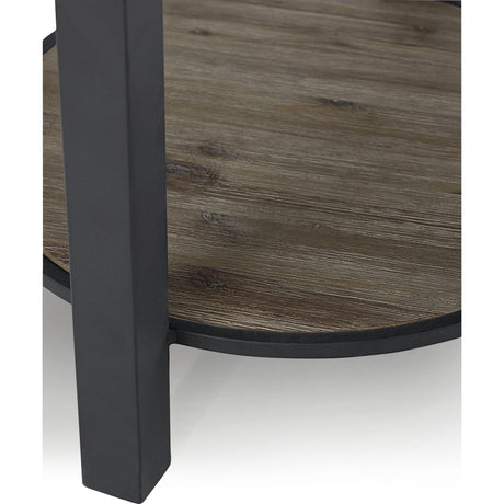 Canyon Solid Wood and Metal Round End Table in Washed Grey by Modus Furniture at Eve Furniture
