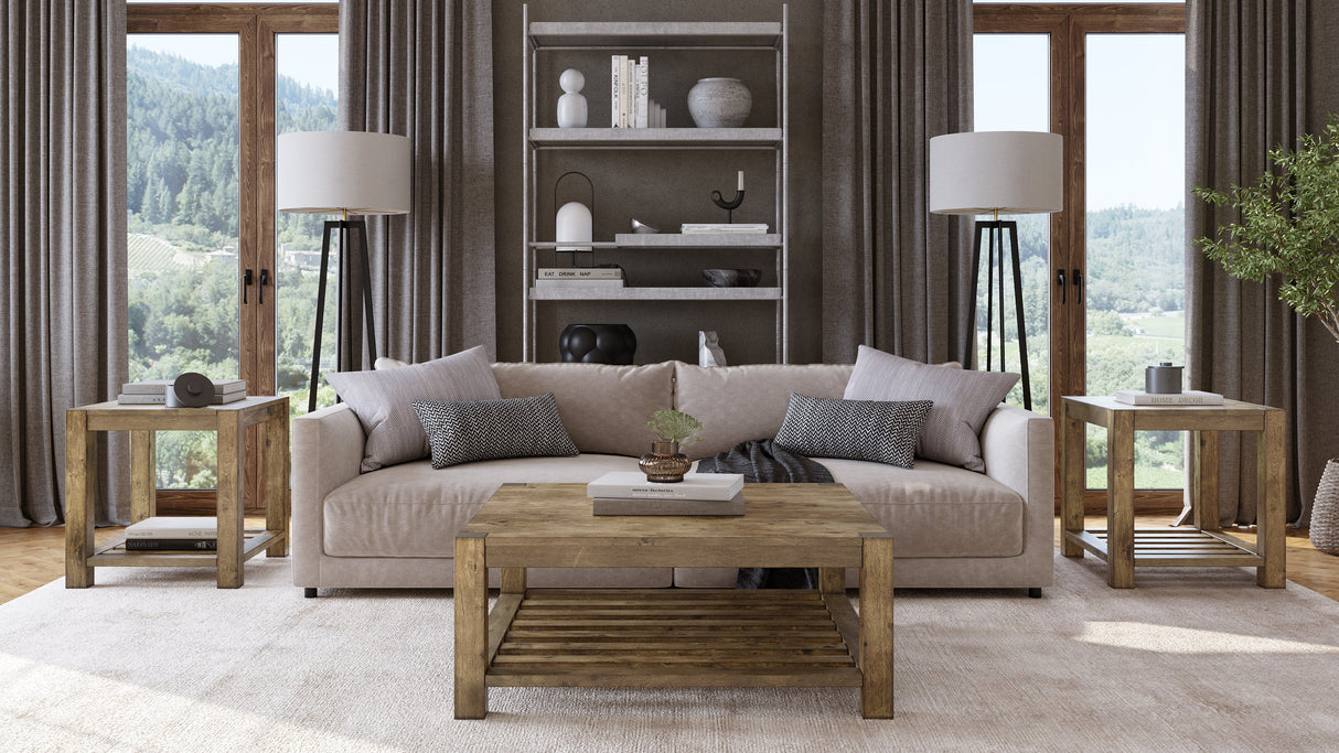 Canyon Solid Wood Rectangular End Table in Washed Grey by Modus Furniture at Eve Furniture