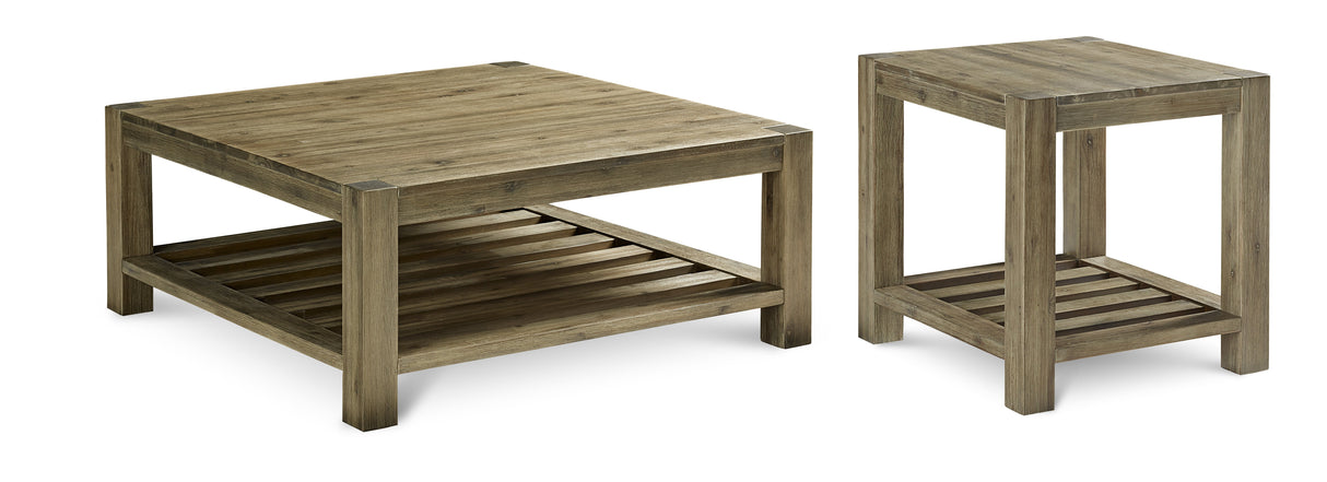 Canyon Solid Wood Rectangular End Table in Washed Grey by Modus Furniture at Eve Furniture