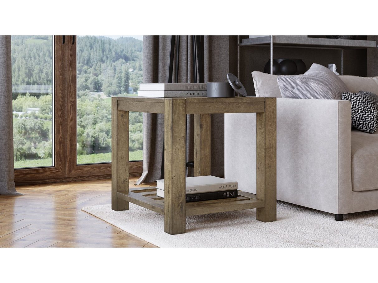 Canyon Solid Wood Rectangular End Table in Washed Grey by Modus Furniture at Eve Furniture