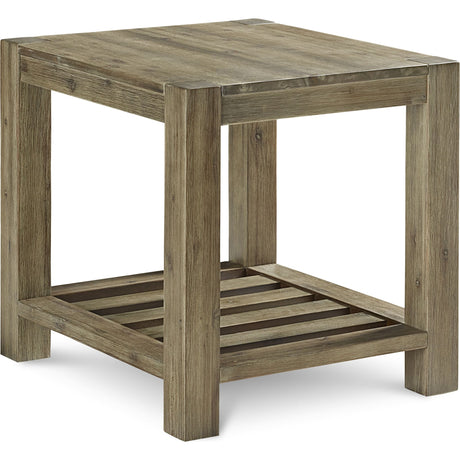 Canyon Solid Wood Rectangular End Table in Washed Grey by Modus Furniture at Eve Furniture