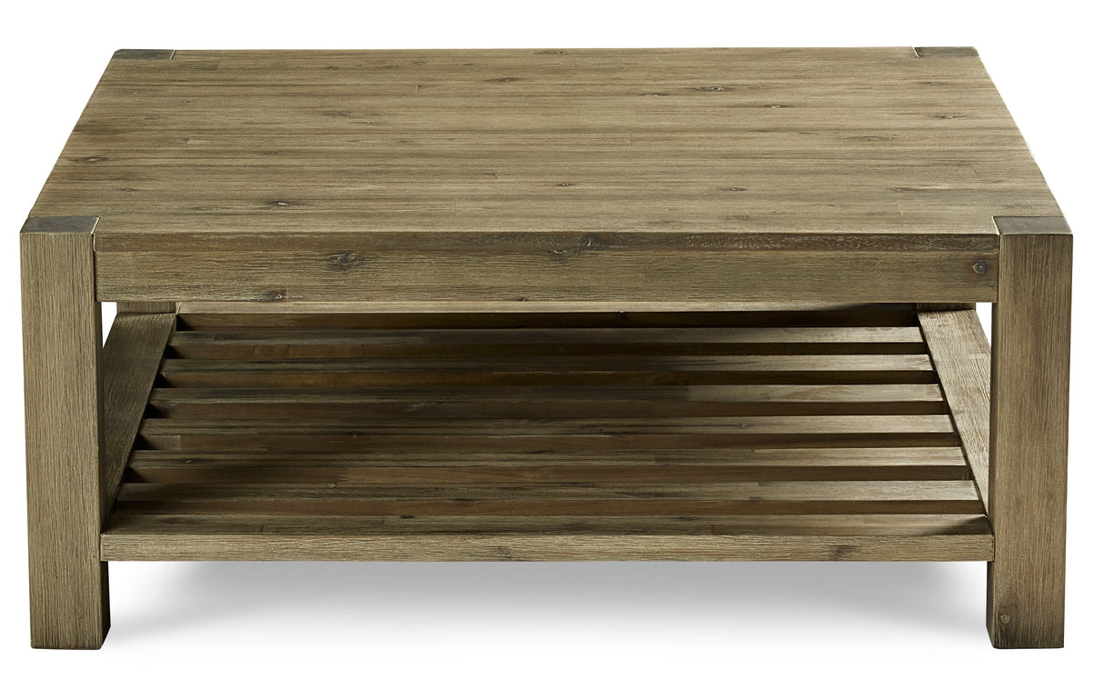 Canyon Solid Wood Square Coffee Table in Washed Grey by Modus Furniture at Eve Furniture