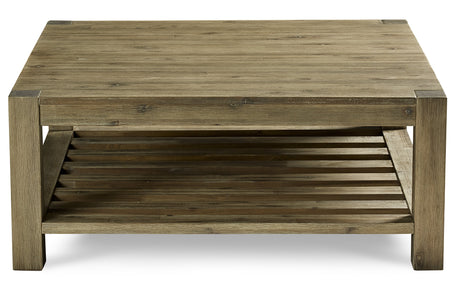 Canyon Solid Wood Square Coffee Table in Washed Grey by Modus Furniture at Eve Furniture