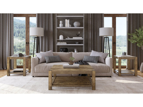 Canyon Solid Wood Square Coffee Table in Washed Grey by Modus Furniture at Eve Furniture