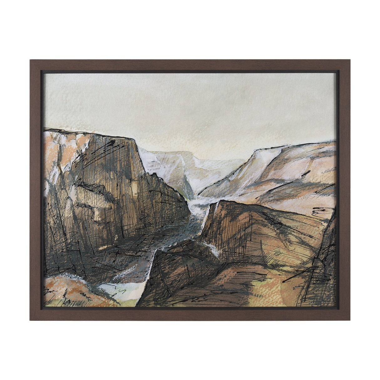 Canyon View by Mercana Studio a Hand Embellished Textured Framed Art Print Matted under Glass by Mercana at Eve Furniture
